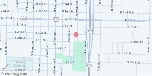 Map showing Haskell County Food Distribution at 200 E Ave B, Haskell, TX