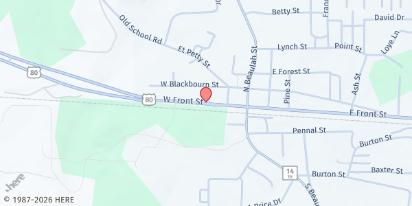 Map showing Hawkins Helping Hands at 320 W. Front St., Hawkins, TX