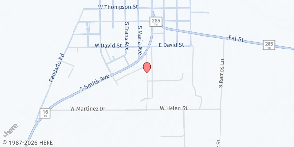 Map showing Hebbronville Food Pantry at 14 Rodriguez Ln, Hebbronville, TX