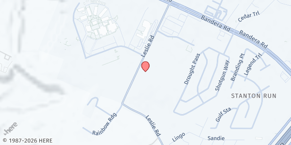 Map showing Casa Helotes Senior Citizens Center at 12070 Leslie Rd., Helotes, TX