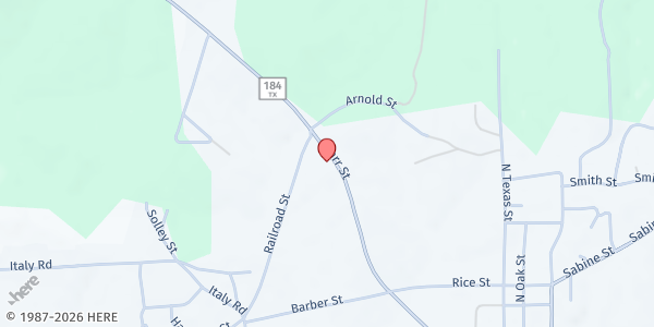 Map showing The Salvation Army - Hemphill at 541 Starr St., Hemphill, TX