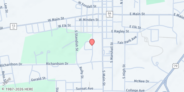 Map showing Henderson New Life at 508 S Van Buren, Henderson, TX