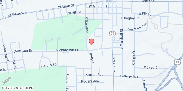 Map showing Henderson New Life at 508 S. Van Buren St., Henderson, TX