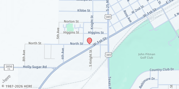 Map showing Hereford Food Pantry at 900 Lee Ave., Hereford, TX