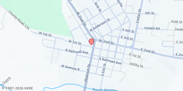 Map showing First UMC of Hico - Family Life Center at 514 West 1st Street, Hico, TX