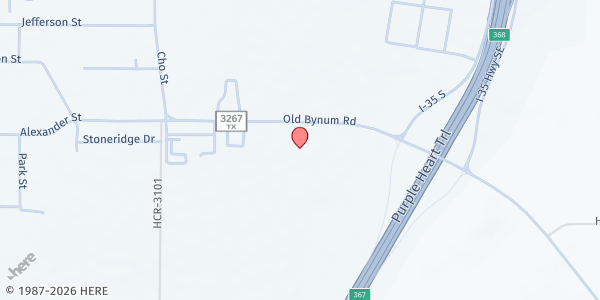 Map showing Central Baptist Church Mobile at 1100 Old Bynum Rd., Hillsboro, TX