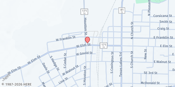 Map showing Hillsboro Interfaith Ministries at 214a East Elm Street, Hillsboro, TX