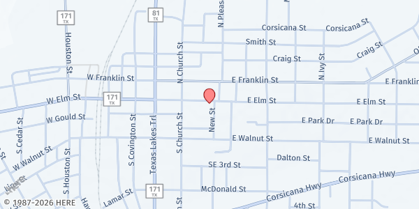 Map showing Hillsboro Interfaith Ministry at 214 E. Elm St., Hillsboro, TX