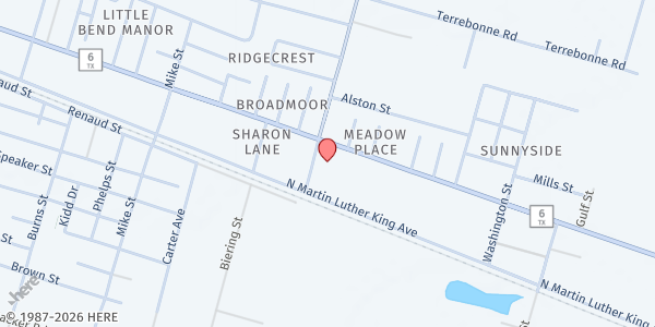 Map showing Greater St. Matthew's at 6333 Hwy 6, Hitchcock, TX