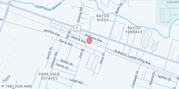 Map showing Hitchcock Family Welfare at 6915 2nd St, Hitchcock, TX