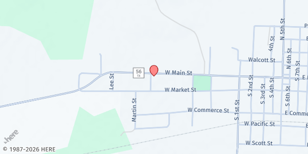 Map showing Iglesia de Dios Tabernáculo de Alabanza at 404 Reed St., Honey Grove, TX