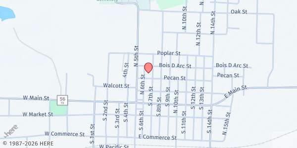 Map showing McKenzie UMC Food Pantry at 701 7th Street, Honey Grove, TX