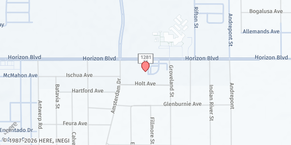 Map showing Holy Spirit Catholic Church at 14600 Horizon Blvd., Horizon City, TX