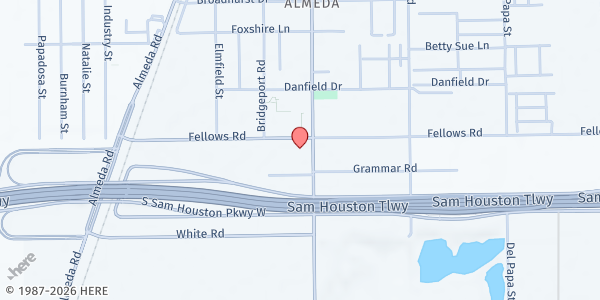Map showing Abiding Faith United Methodist Church - ABBA's Pantry at 14300 Almeda School Rd., Houston, TX
