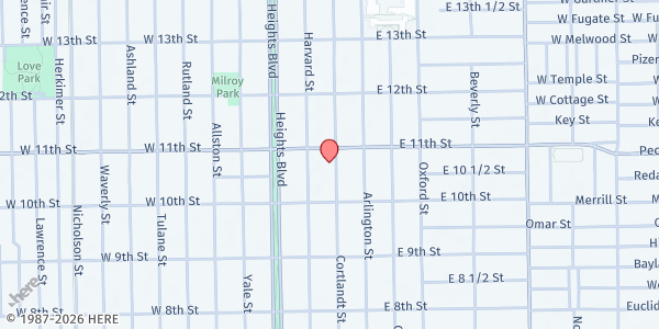 Map showing All Saints St. Vincent de Paul Society's Food Pantry at 1035 Cortlandt St., Houston, TX