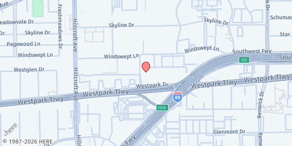 Map showing Allies In Hope (Westpark Campus) at 6260 Westpark Dr., Houston, TX