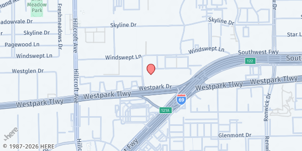 Map showing Allies In Hope (Westpark Campus) at 6260 Westpark Dr., Houston, TX