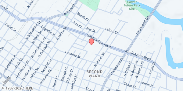 Map showing BakerRipley Ripley House Campus at 4410 Navigation Blvd, Houston, TX