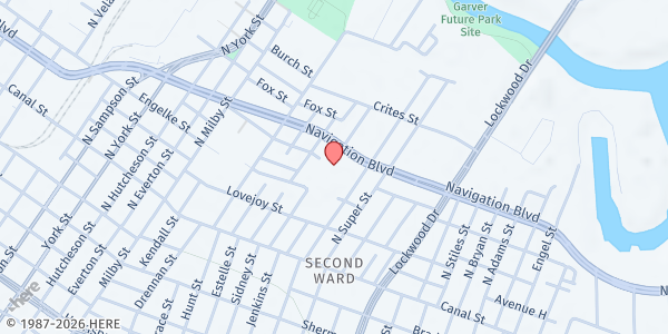 Map showing BakerRipley Ripley House at 4414 Navigation Blvd., Houston, TX