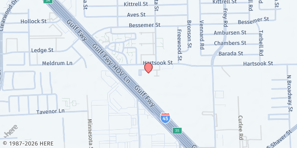 Map showing Bible Way Fellowship Baptist Church at 9022 Frey Rd., Houston, TX