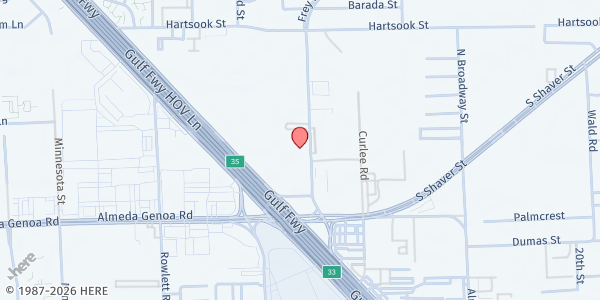 Map showing Bible Way Fellowship Baptist Church - ONEpowerfulmovement Community Center at 9022 Frey Rd, Houston, TX