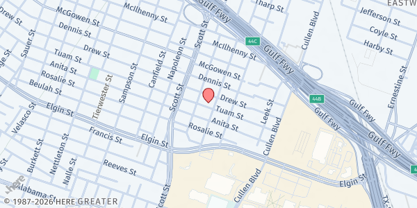 Map showing Boynton Chapel United Methodist Church at 2812 Milby St., Houston, TX