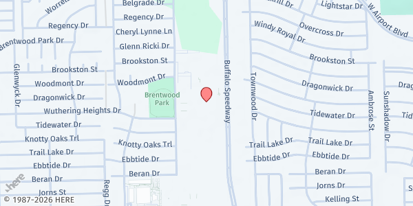 Map showing Brentwood Baptist Church at 13033 Landmark St., Houston, TX
