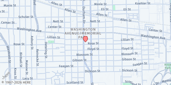 Map showing Casa Juan Diego at 4818 Rose St., Houston, TX