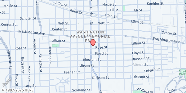 Map showing Casa Juan Diego Pantry at 4818 Rose St., Houston, TX