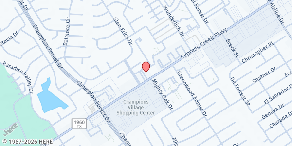 Map showing Christ Rose Foundation at 5206 Cypress Creek Pkwy., Houston, TX