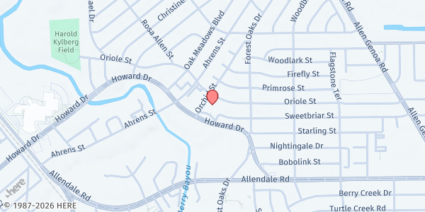 Map showing Christ United Methodist Church at 9045 Howard Dr, Houston, TX