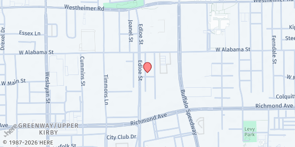 Map showing Christian Community Services Center (Central Campus) at 3434 Branard St., Houston, TX