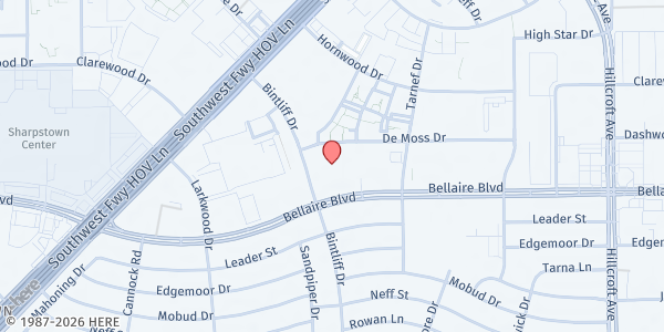 Map showing Christian Community Services Center (Southwest Campus) at 6856 Bellaire Blvd, Houston, TX