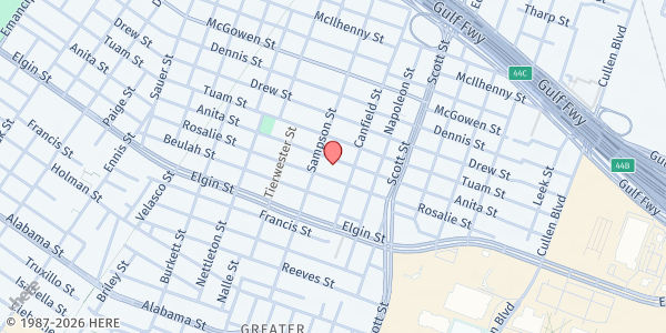 Map showing Christian Hope Baptist Church at 3418 Anita St., Houston, TX