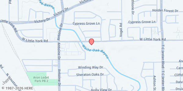 Map showing Christian Outreach Center at 4333 W. Little York Rd., Houston, TX