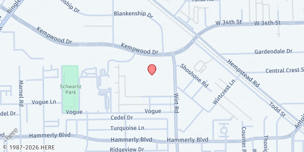 Map showing Clinica La Salud at 2323 Wirt Rd, Houston, TX