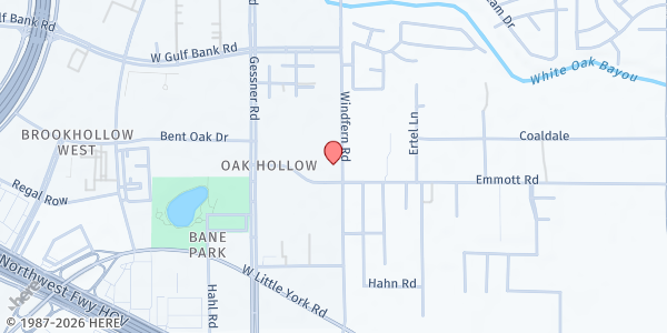 Map showing Cy-Fair Helping Hands at 9204 Emmott Rd., Houston, TX