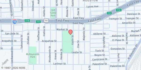 Map showing Denver Harbor Multi-Service Center at 6402 Market St., Houston, TX