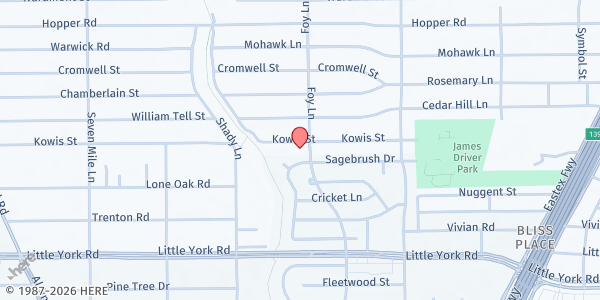 Map showing Destined for Empowerment CDC - Mobile Food Pantry Distribution Site at 10921 Foy Ln., Houston, TX