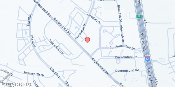 Map showing Dominion Park Church of Christ at 13100 Kuykendahl Rd., Houston, TX