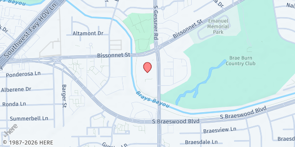 Map showing ECHOS Food Pantry at 9600 S. Gessner Rd., Houston, TX