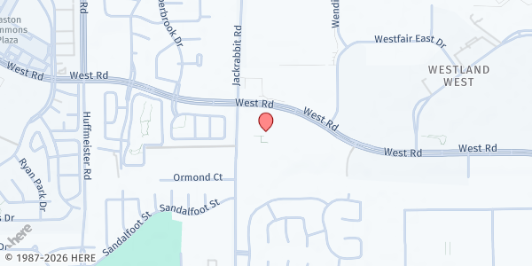 Map showing Epiphany Lutheran Church at 14423 West Rd., Houston, TX