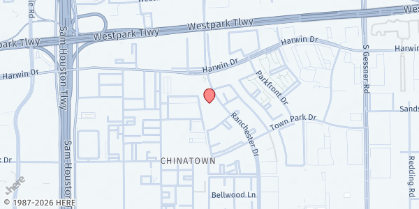 Map showing Faith Center (Houston's First Baptist Church - Ranchester Location) at 5860 Ranchester Dr., Houston, TX