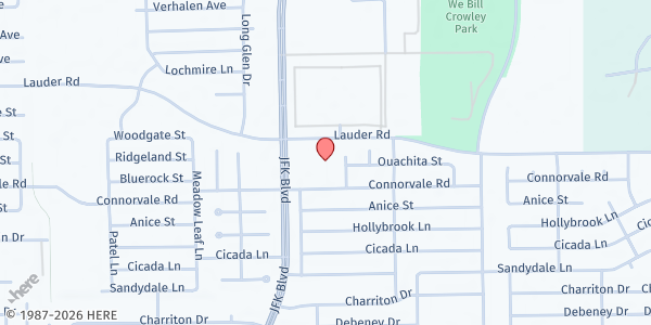 Map showing First Baptist Church North Houston at 4422 Lauder Rd., Houston, TX