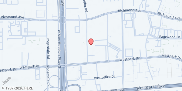Map showing First Methodist Church - Westchase at 3663 Westcenter Dr., Houston, TX