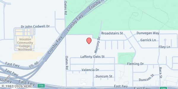 Map showing Furr High School at 500 Mercury Dr, Houston, TX