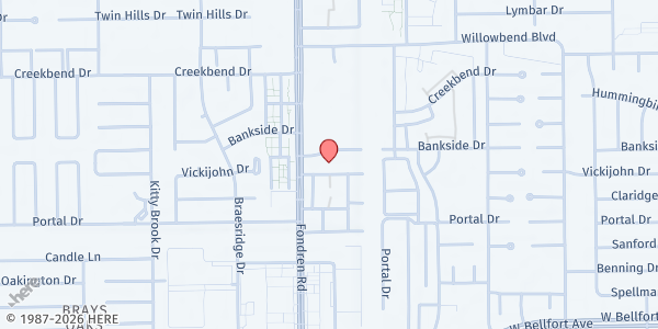Map showing Goldberg B'Nai B'Rith Towers Apartments at 10909 Fondren Rd, Houston, TX