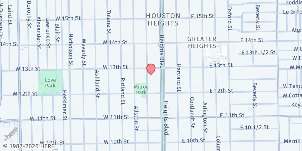 Map showing Grace United Methodist Church at 1245 Heights Blvd., Houston, TX