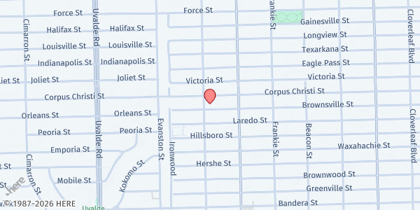 Map showing Grayson/Baldree Community Center at 13828 Corpus Christi St., Houston, TX