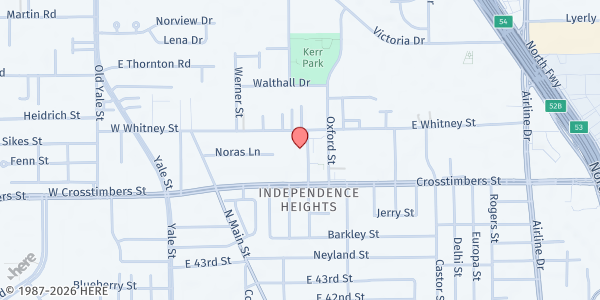 Map showing Greater First Baptist Church at 4441 Haygood St., Houston, TX